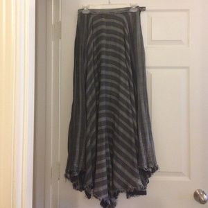 Free People Grey Stripe Long Skirt